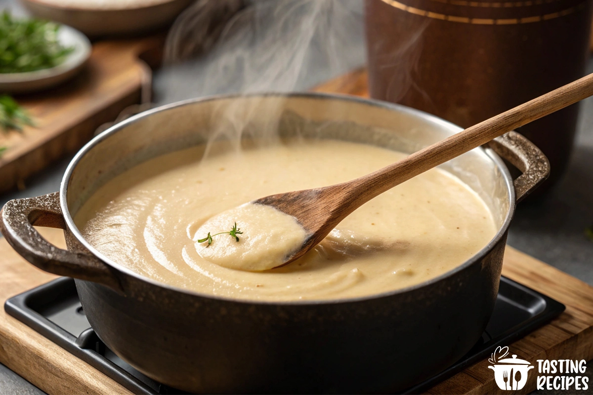 Cream sauce base substitutes like coconut cream, cashew cream, and almond milk arranged on a countertop with bright natural light.