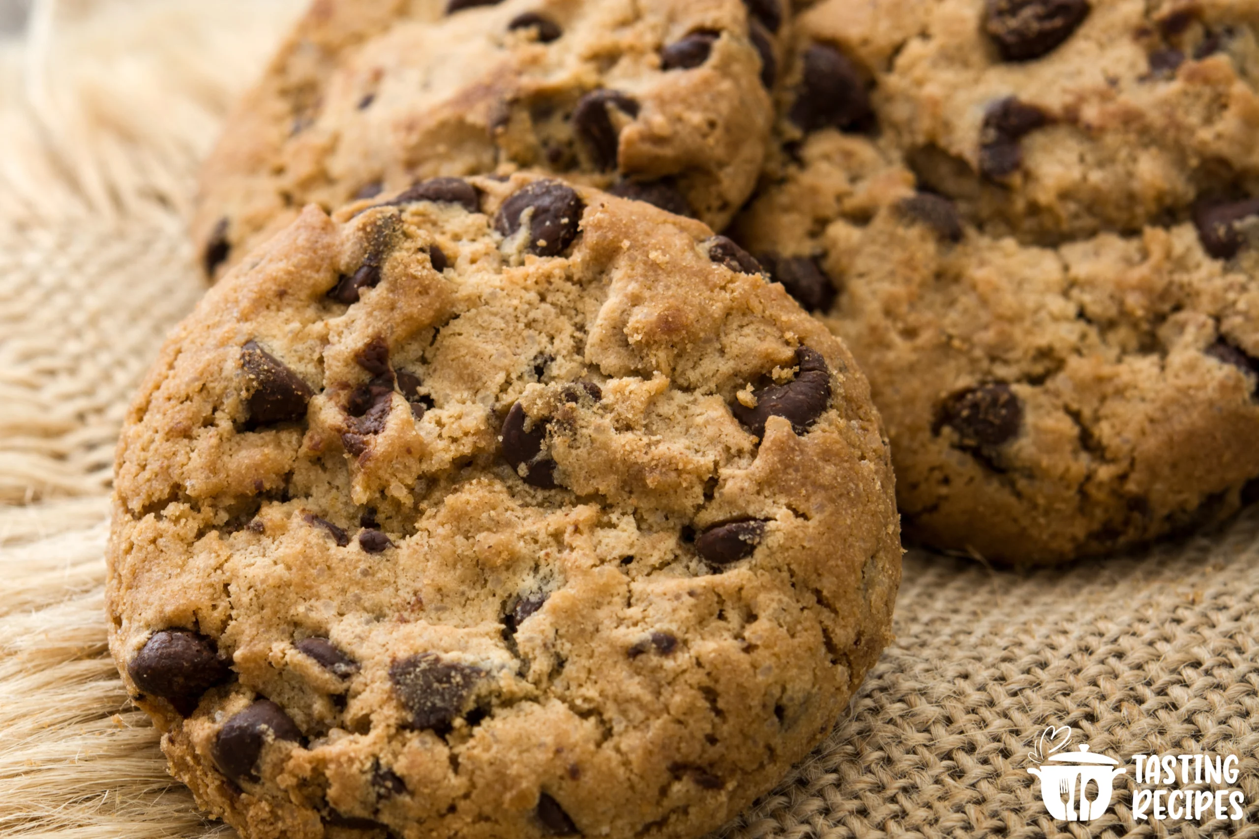 Chocolate chip cookies made without brown sugar on a white plate